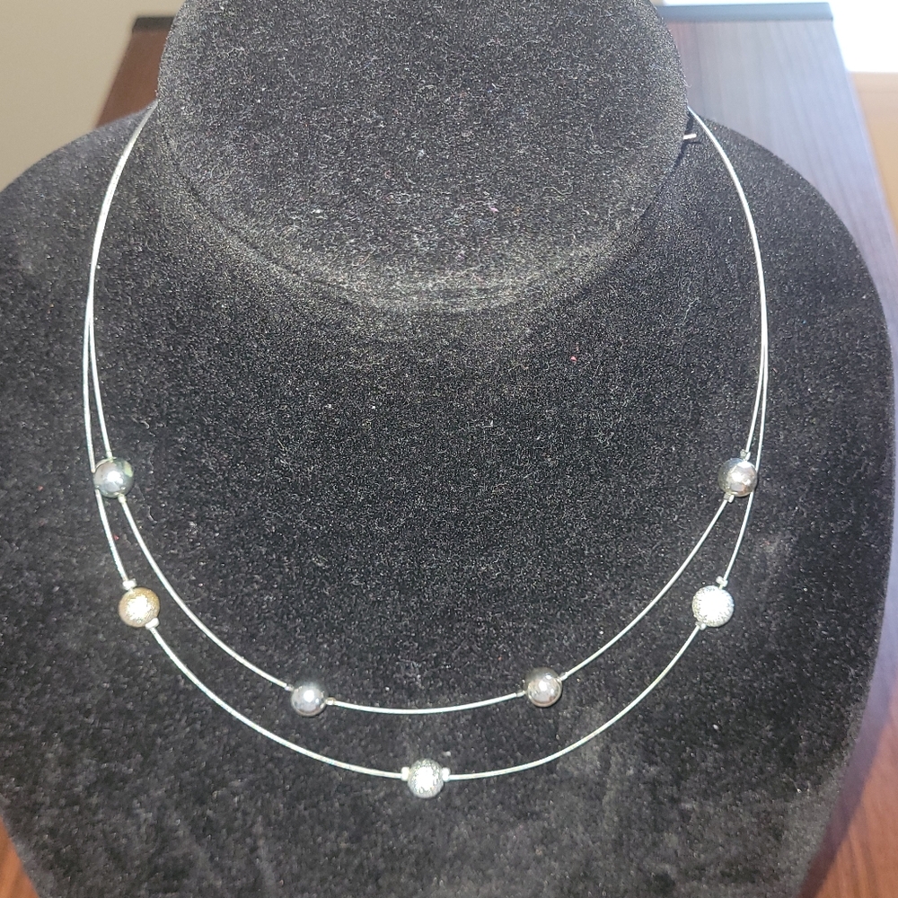 Elegant Silver Beaded Necklace